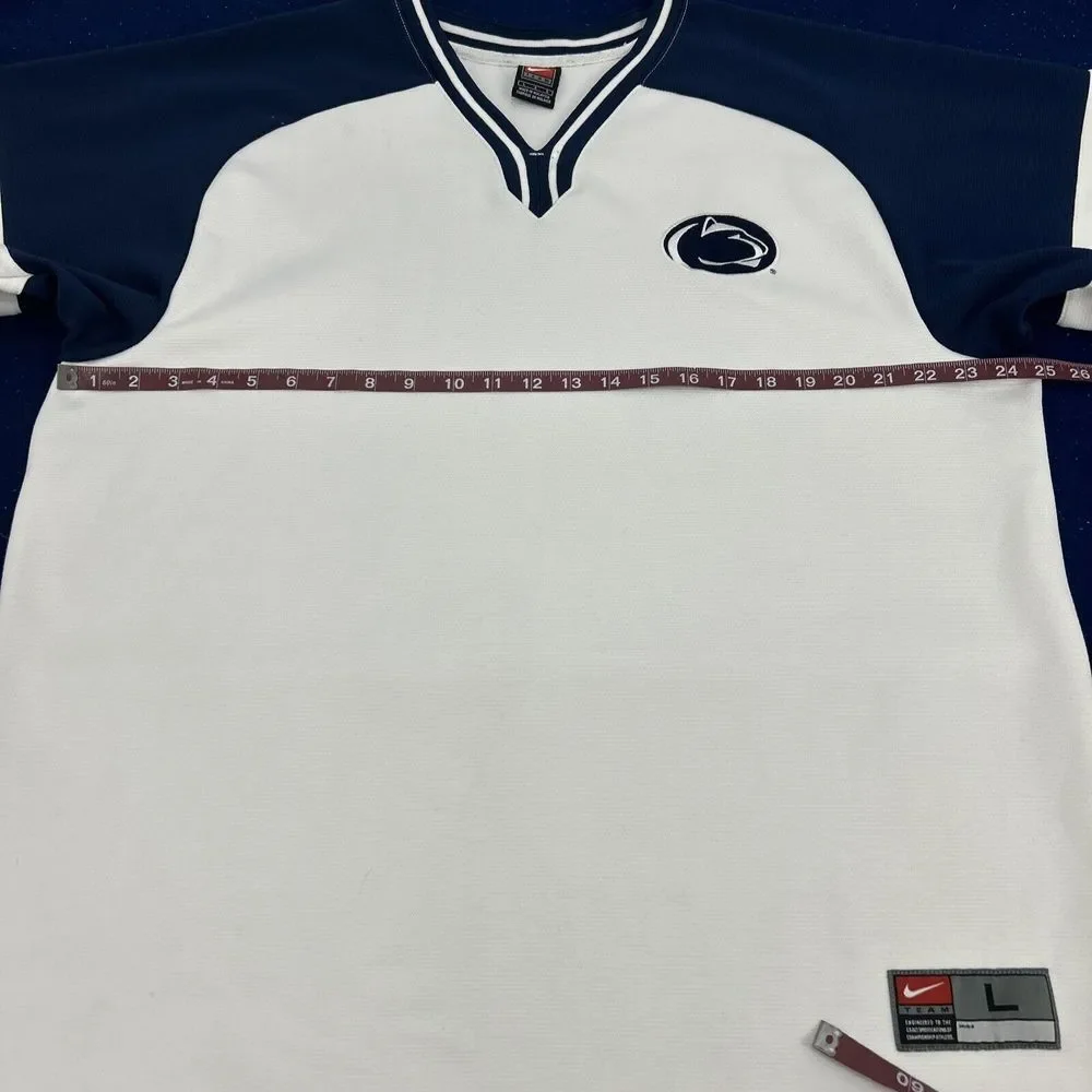 Penn State Nittany Lions Shirt Men's L White Blue‎ Nike Team Short Sleeve V-Neck
